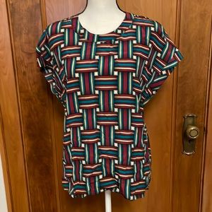 RODIER 100% Silk Purple and Green Blouse - Size 4